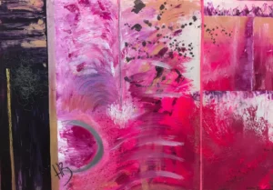 Abstract, pink landsacpe painting