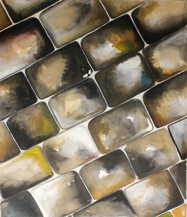 Abstract brown bricks painting