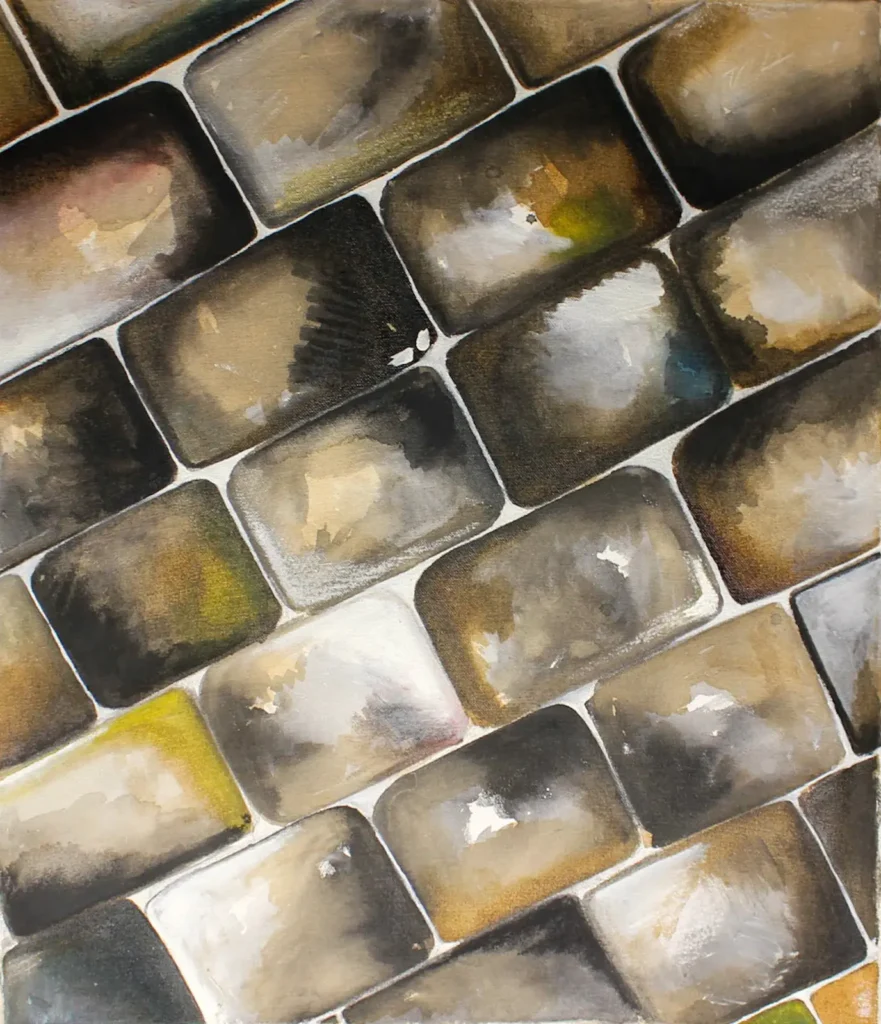 Abstract brown bricks painting