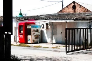 Old and abandoned warehouse of a theme park's merchandise