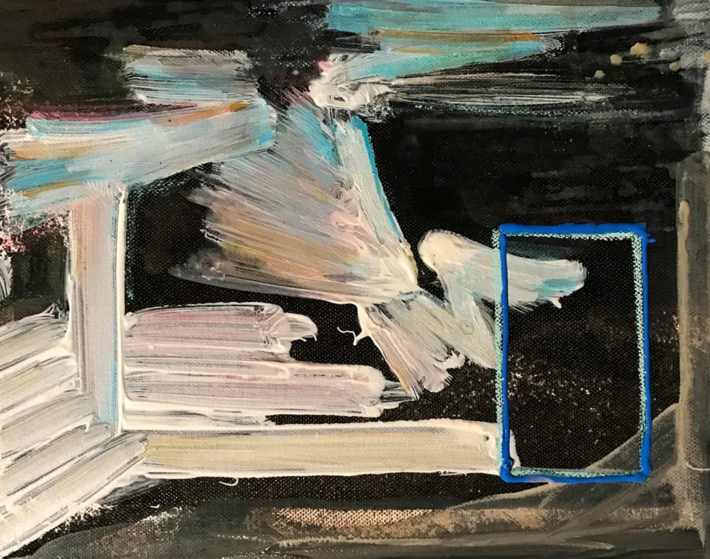 Abstract, black and white, landscape painting