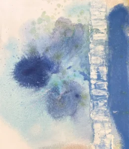 Abstract, white and blue, atmospheric painting