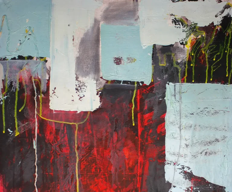Abstract, red and light blue, contrast painting