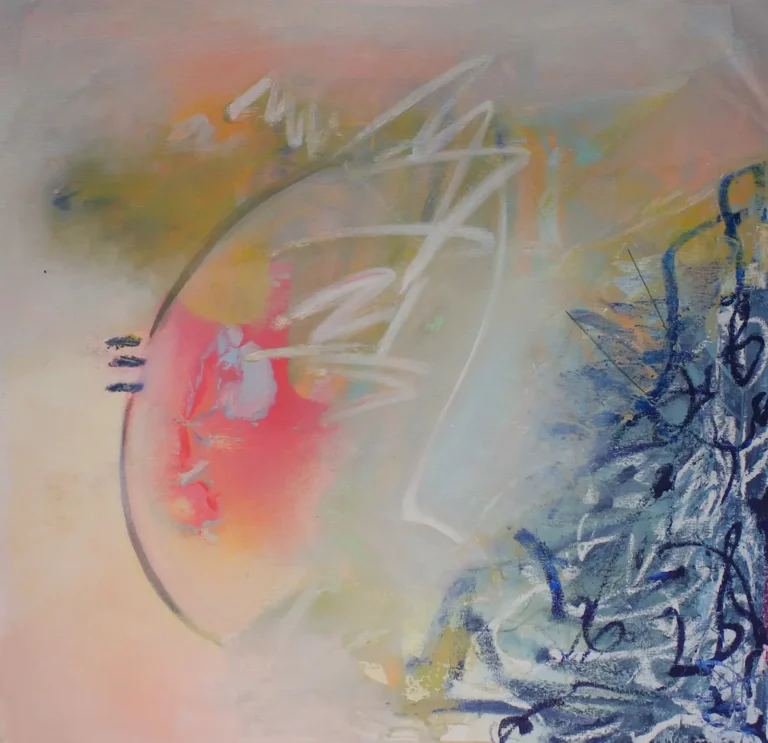 Abstract, pink and blue, atmospheric painting