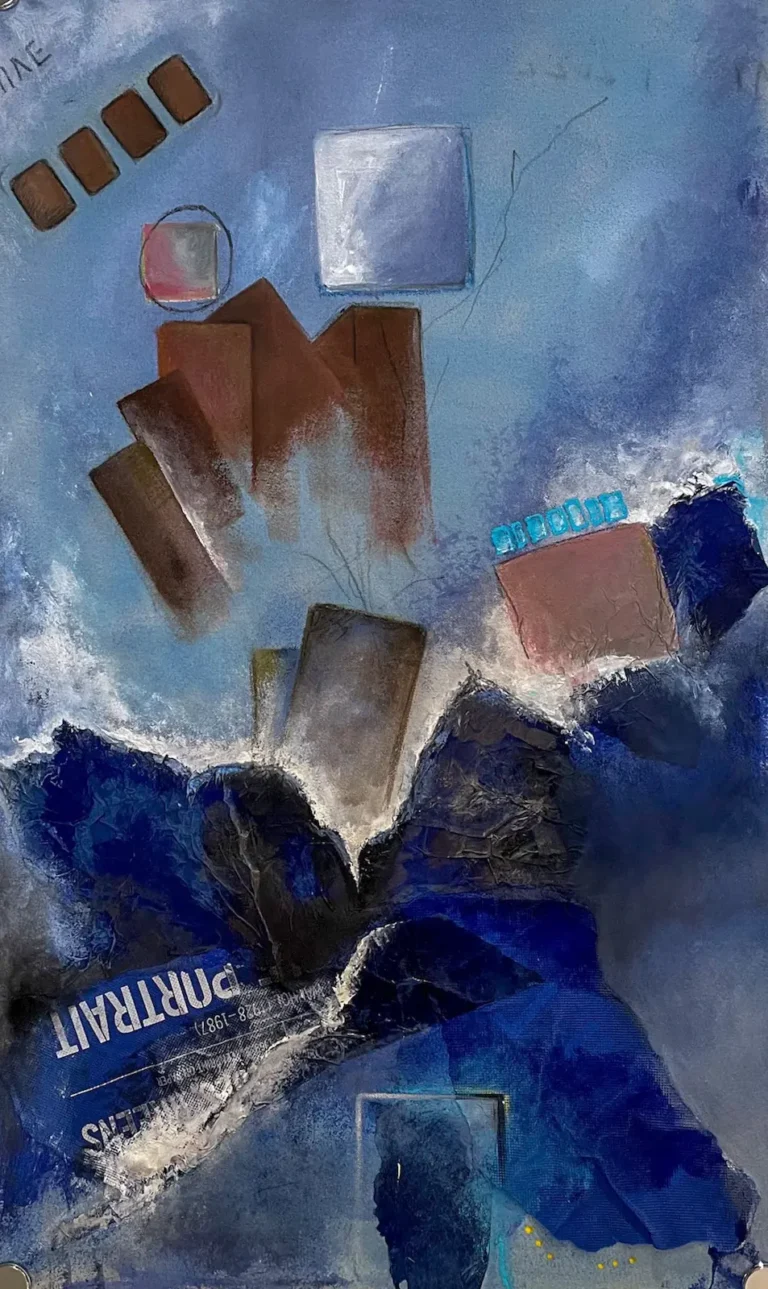 Abstract, blue and brown, landscape painting