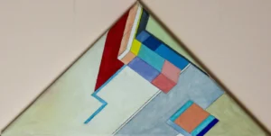 Abstract, blue and pink simplistic painting