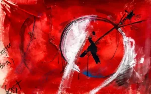 Abstract, red, expressive painting