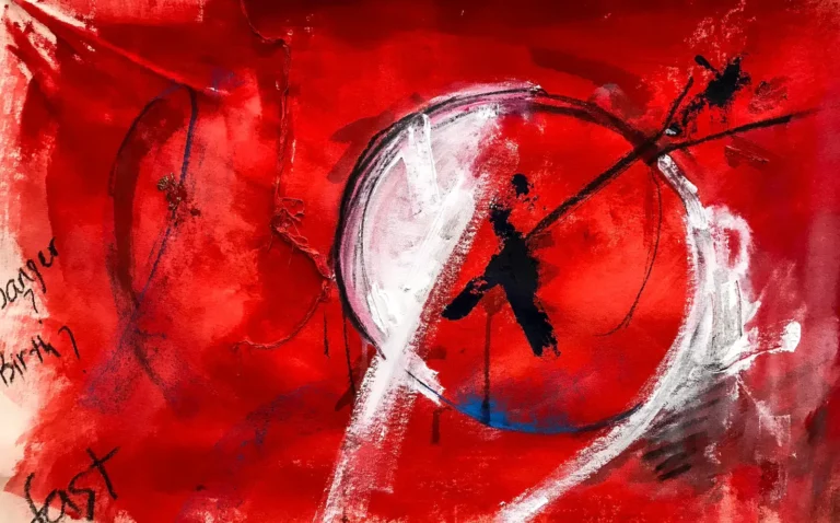 Abstract, red, expressive painting