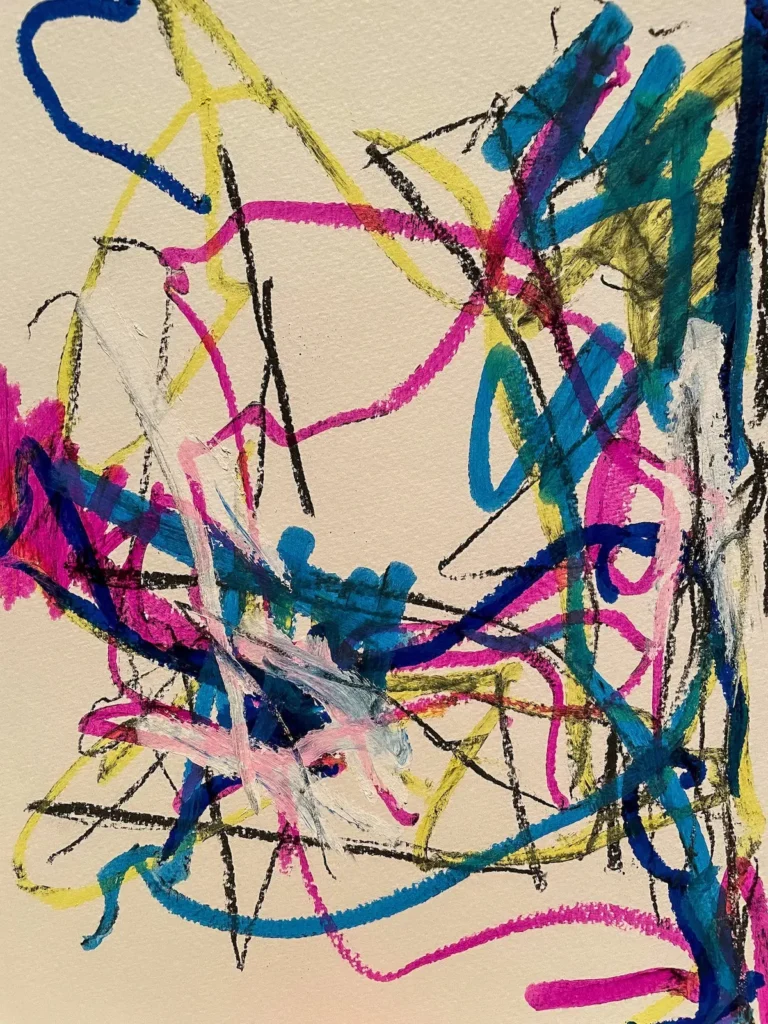 Abstract, purple and blue lines, painting