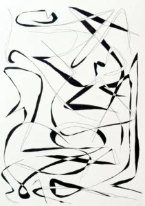 Black and white, abstract, line drawing