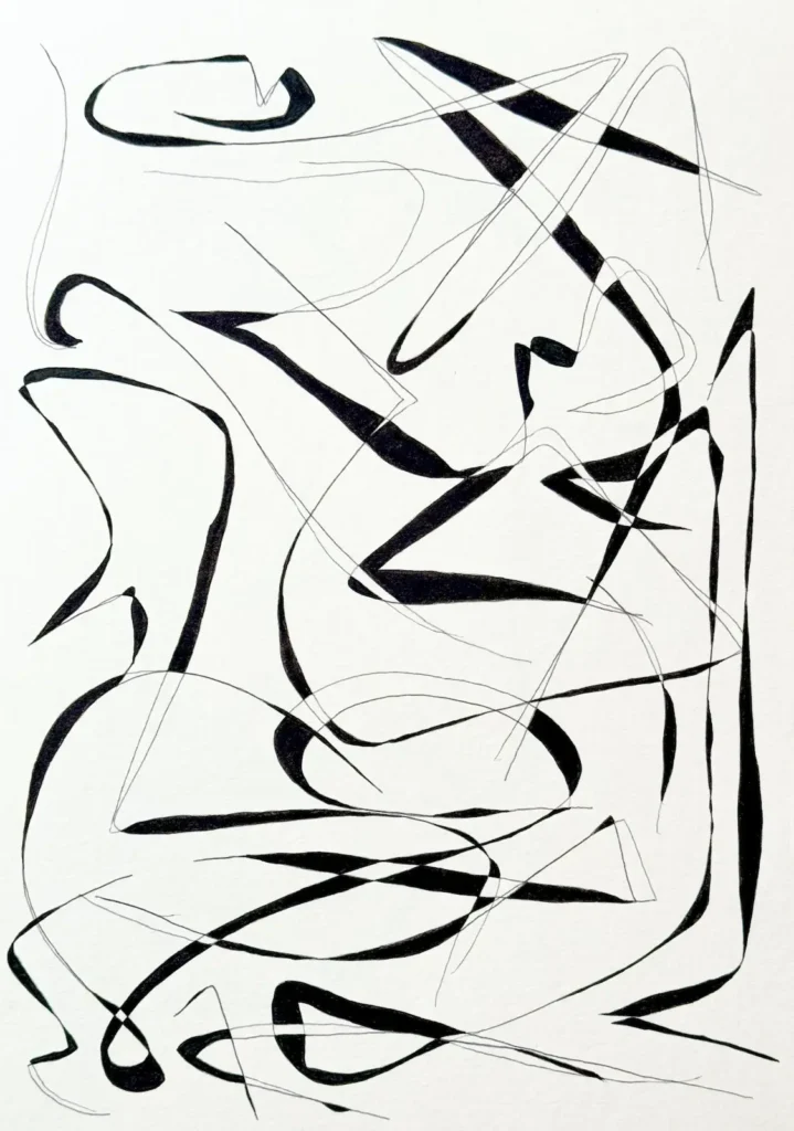 Black and white, abstract, line drawing