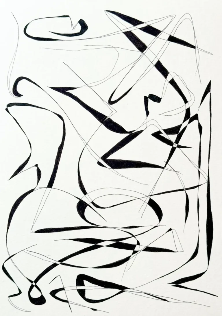 Black and white, abstract, line drawing