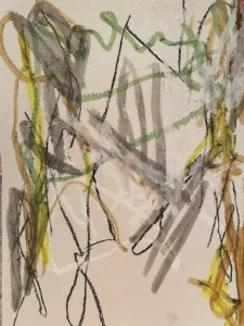 Abstract, silver and gold lines, painting