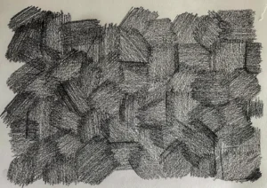 Abstract, grey, pencil marks painting