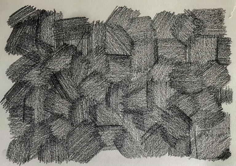 Abstract, grey, pencil marks painting