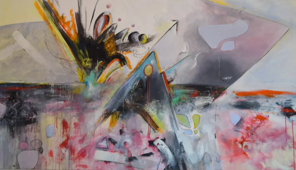 Abstract, mixed media, colourful, landscape painting