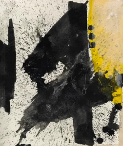 Abstract, black and yellow painting
