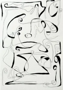 Black and white, abstract, line drawing