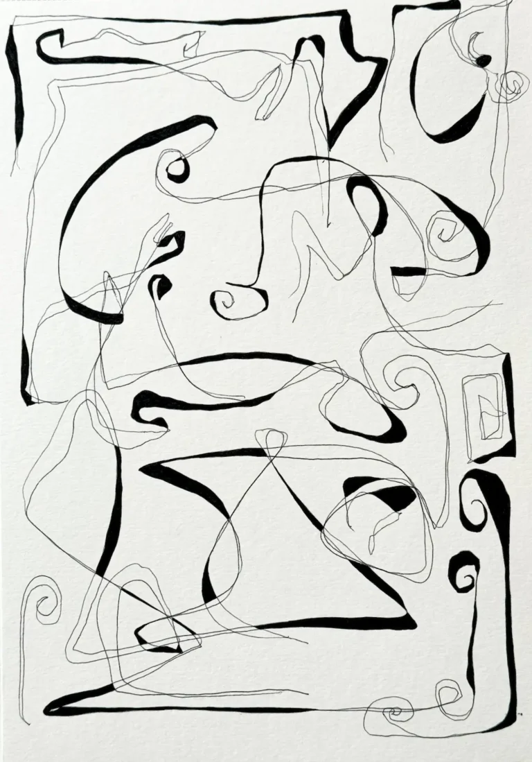 Black and white, abstract, line drawing