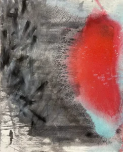 Abstract, red and black, atmospheric painting