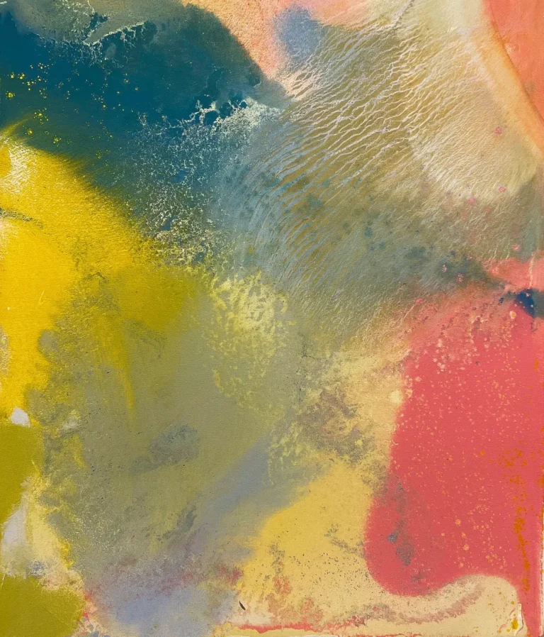 Abstract, blue and yellow, atmospheric painting