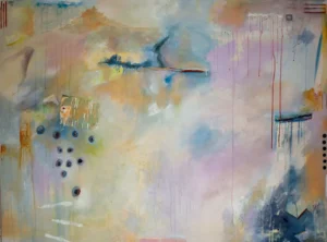 Abstract, warm tone, colourful, landscape painting