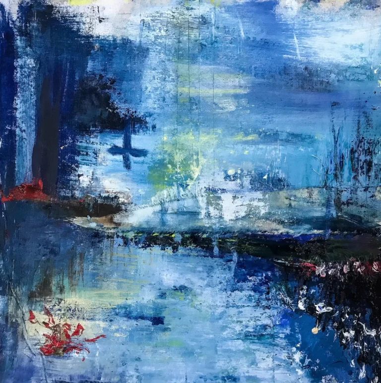 Abstract, blue, expressive painting