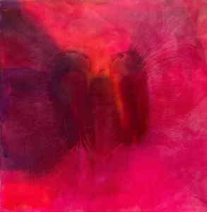 Abstract, neon pink, atmospheric largescale painting