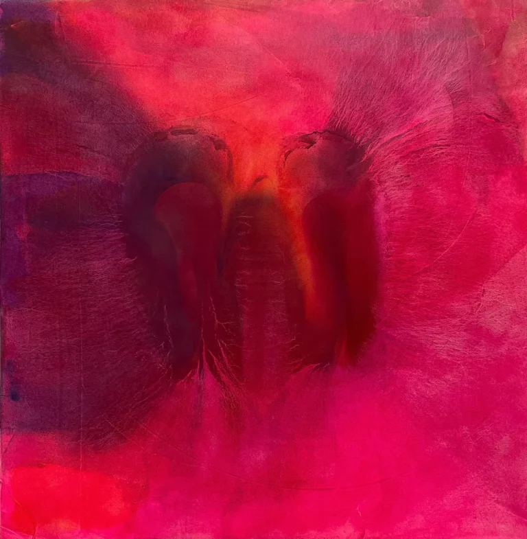 Abstract, neon pink, atmospheric largescale painting