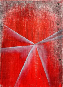 Abstract, red textured, small-scale painting
