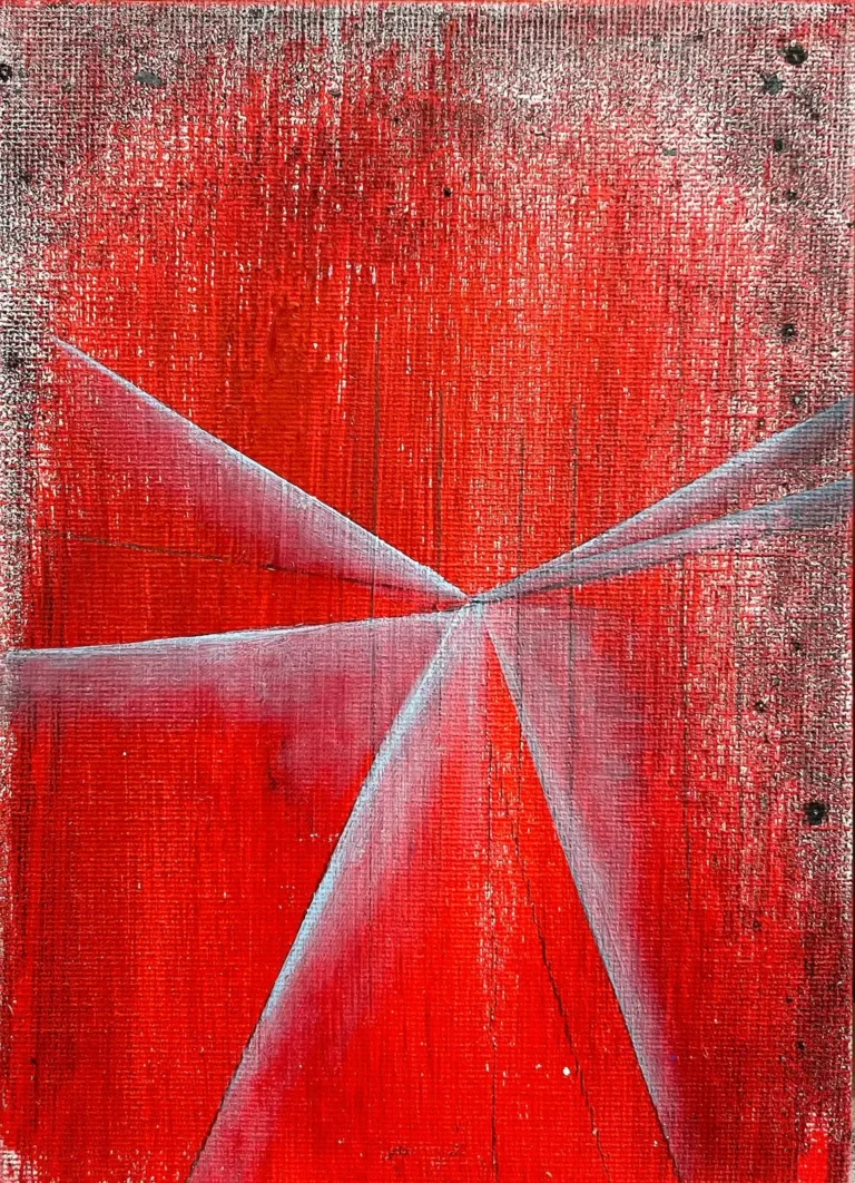 Abstract, red textured, small-scale painting