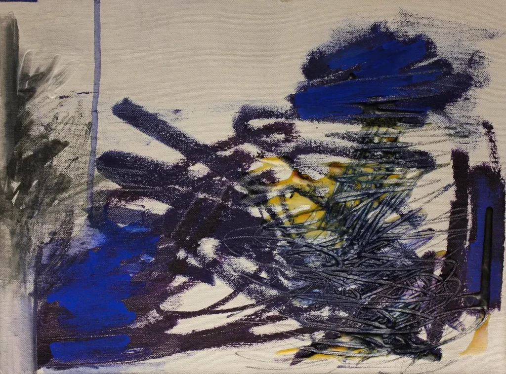 Abstract expressionist, blue and purple painting