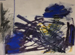 Abstract expressionist, blue and purple painting