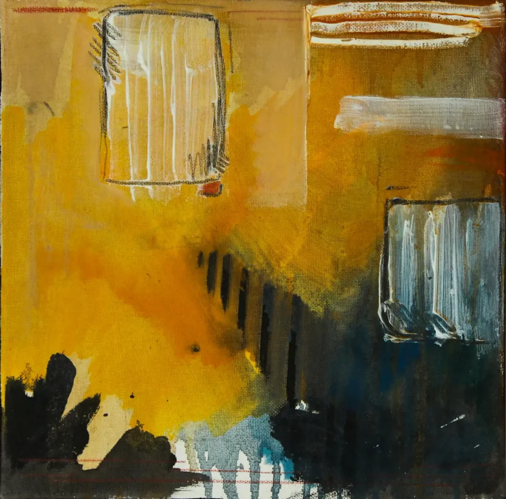 Abstract, orange and black painting