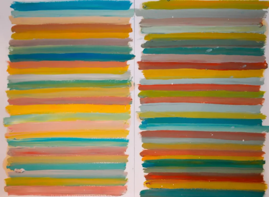 Abstract painting of warm tone horizontal lines