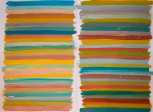 Abstract painting of warm tone horizontal lines