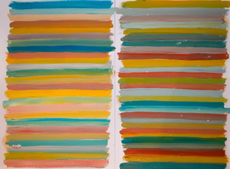 Abstract painting of warm tone horizontal lines