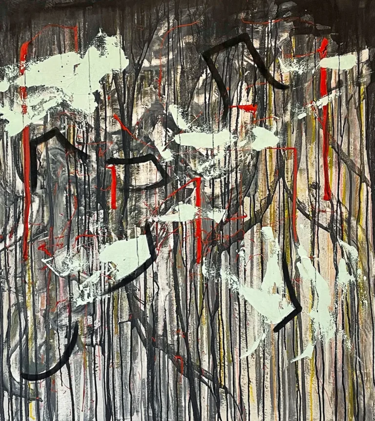 Abstract, black and red, gestural painting