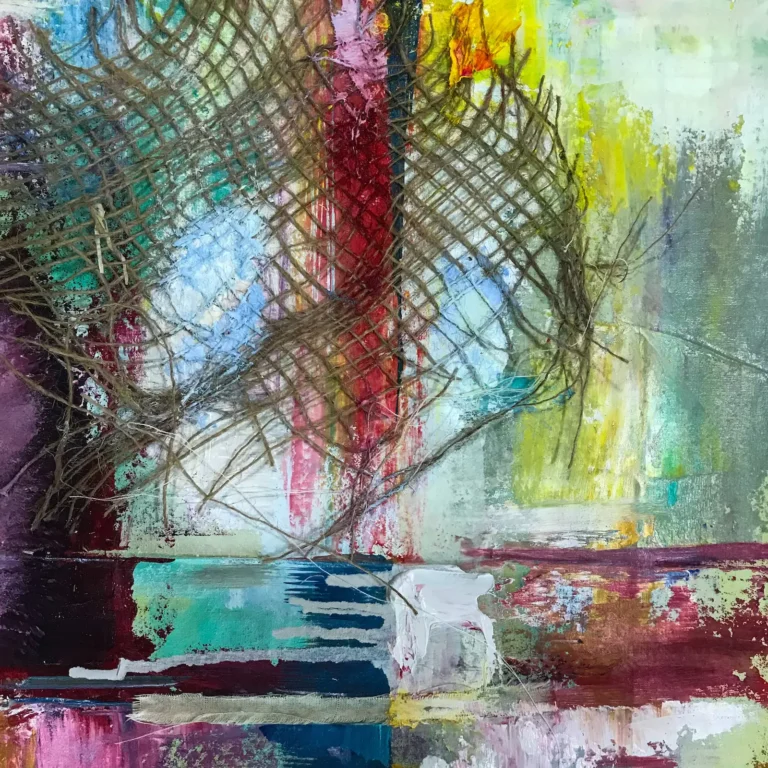 Abstract, mixed media, textured, colourful painting