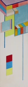 Abstract, blue and red squares, simplistic painting
