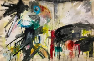 Abstract painting of a parrot