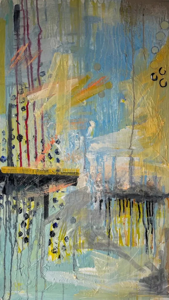 Abstract, yellow and blue painting
