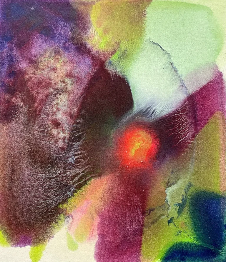 Abstract, purple and green, atmospheric painting