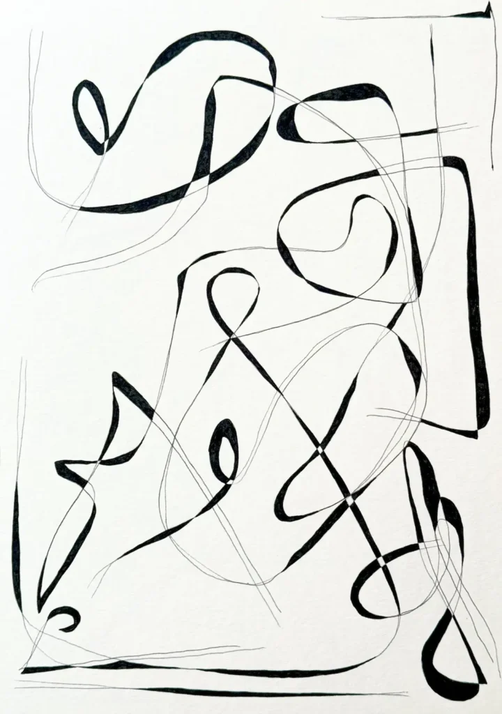 Black and white, abstract, line drawing