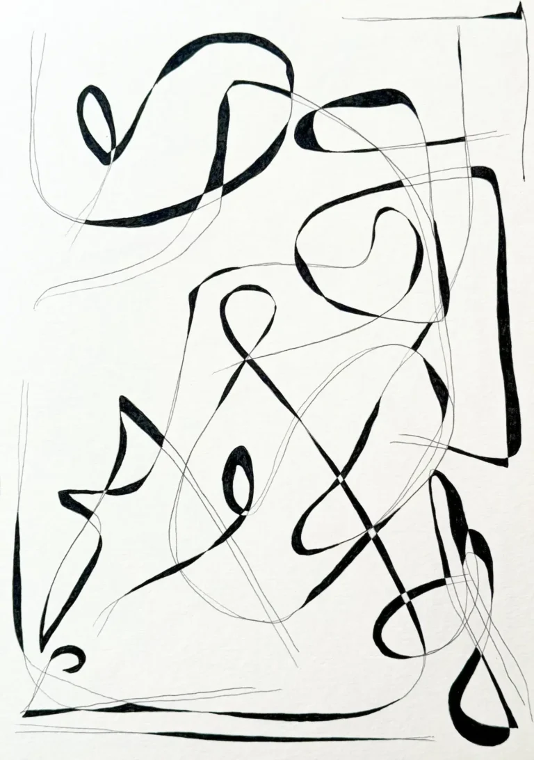 Black and white, abstract, line drawing