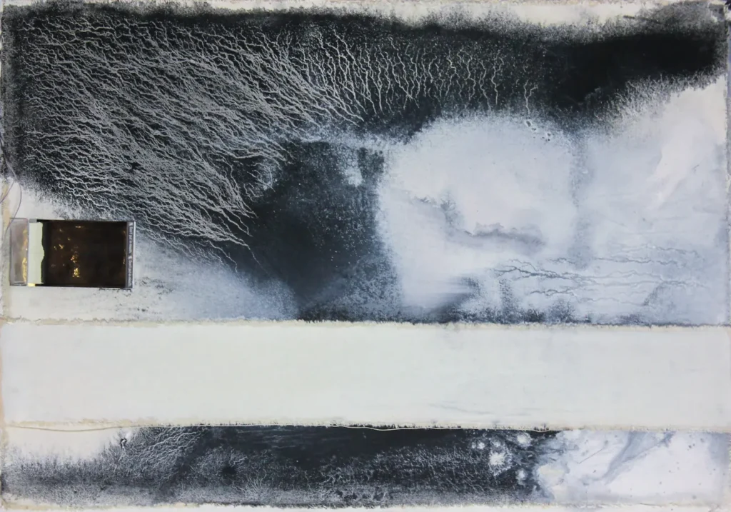 Black and white, abstract landscape painting
