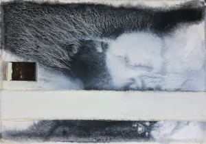 Black and white, abstract landscape painting