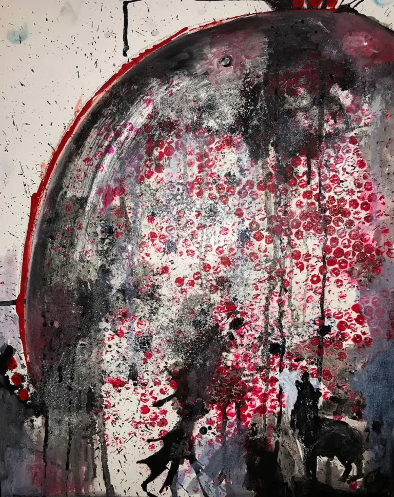 Abstract, blue and red painting