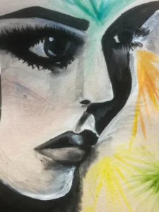 Abstract painting of a woman's portrait