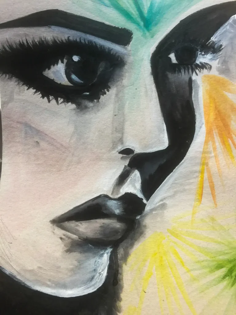 Abstract painting of a woman's portrait
